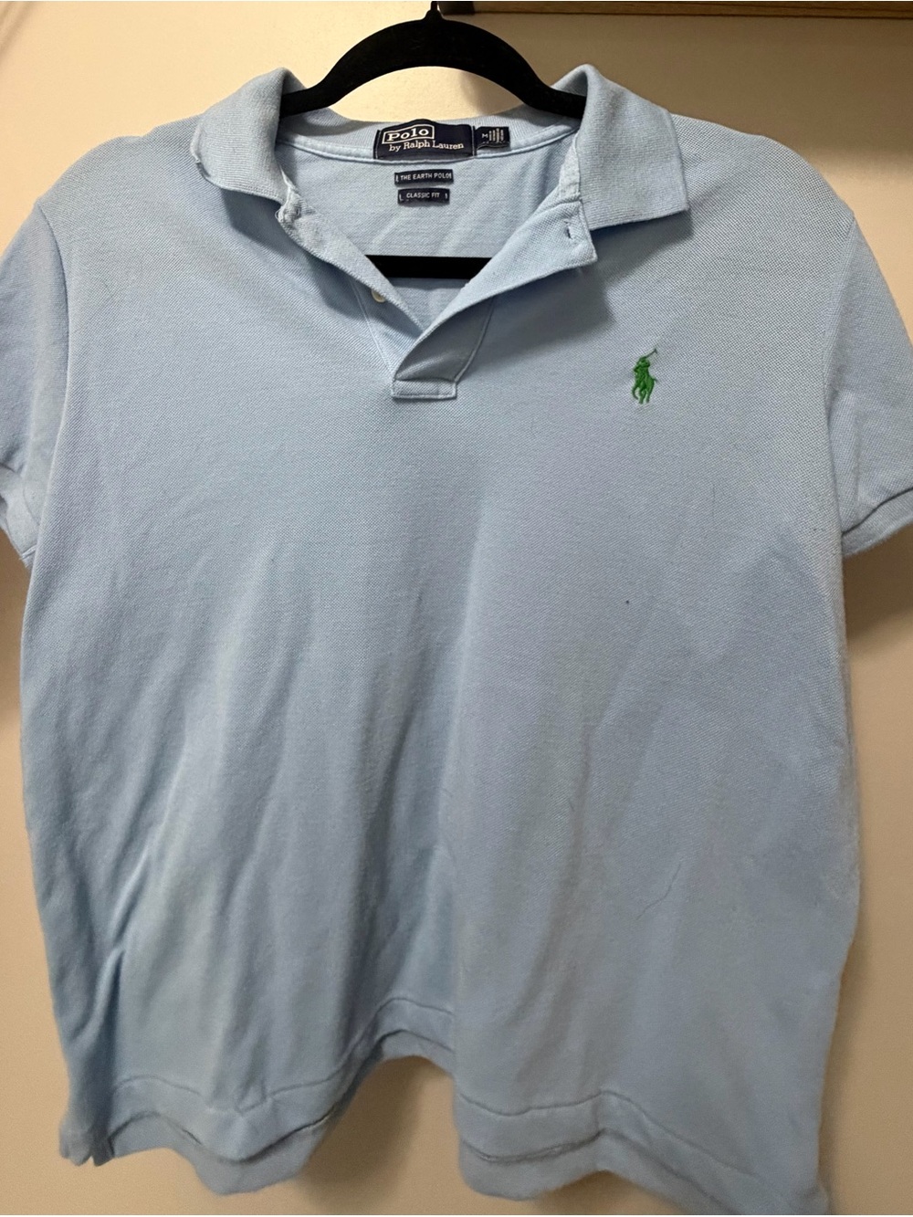 Ralph Lauren Light Blue Polo with Green Pony Embroidery